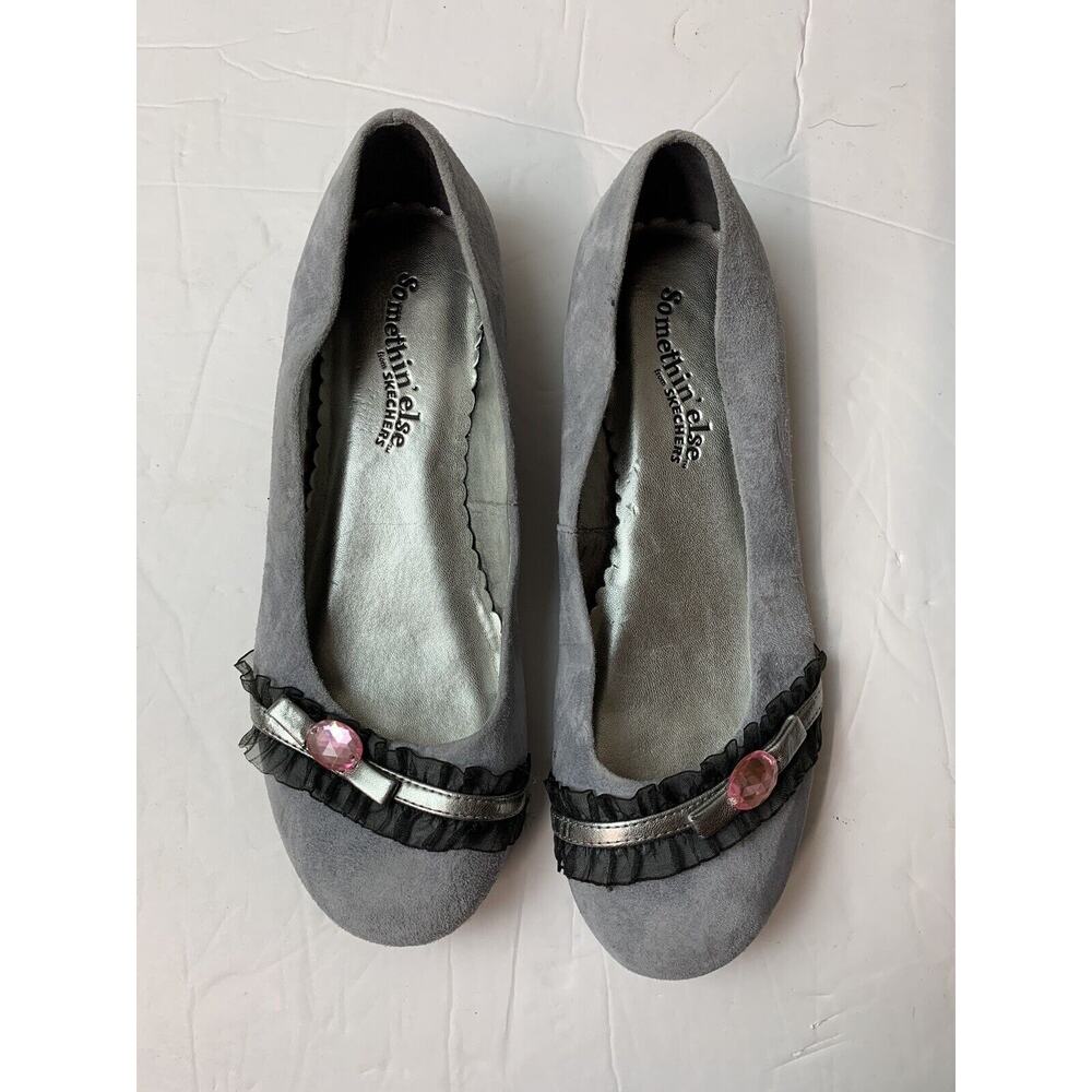 SKECHERS Somethin Else Gray Flats Gemstone Accent Womens Ballet Shoes‎ Size 5.5